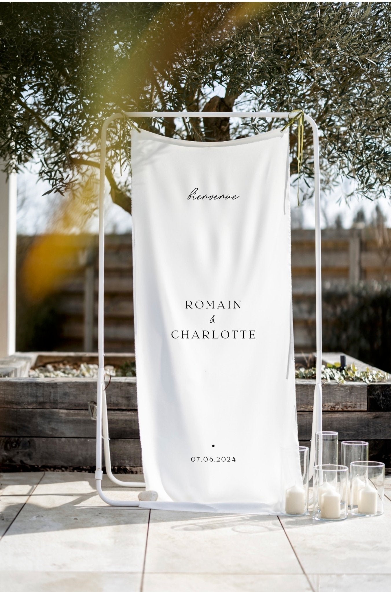 Affiche de bienvenue tissu black and white - Agencemdf