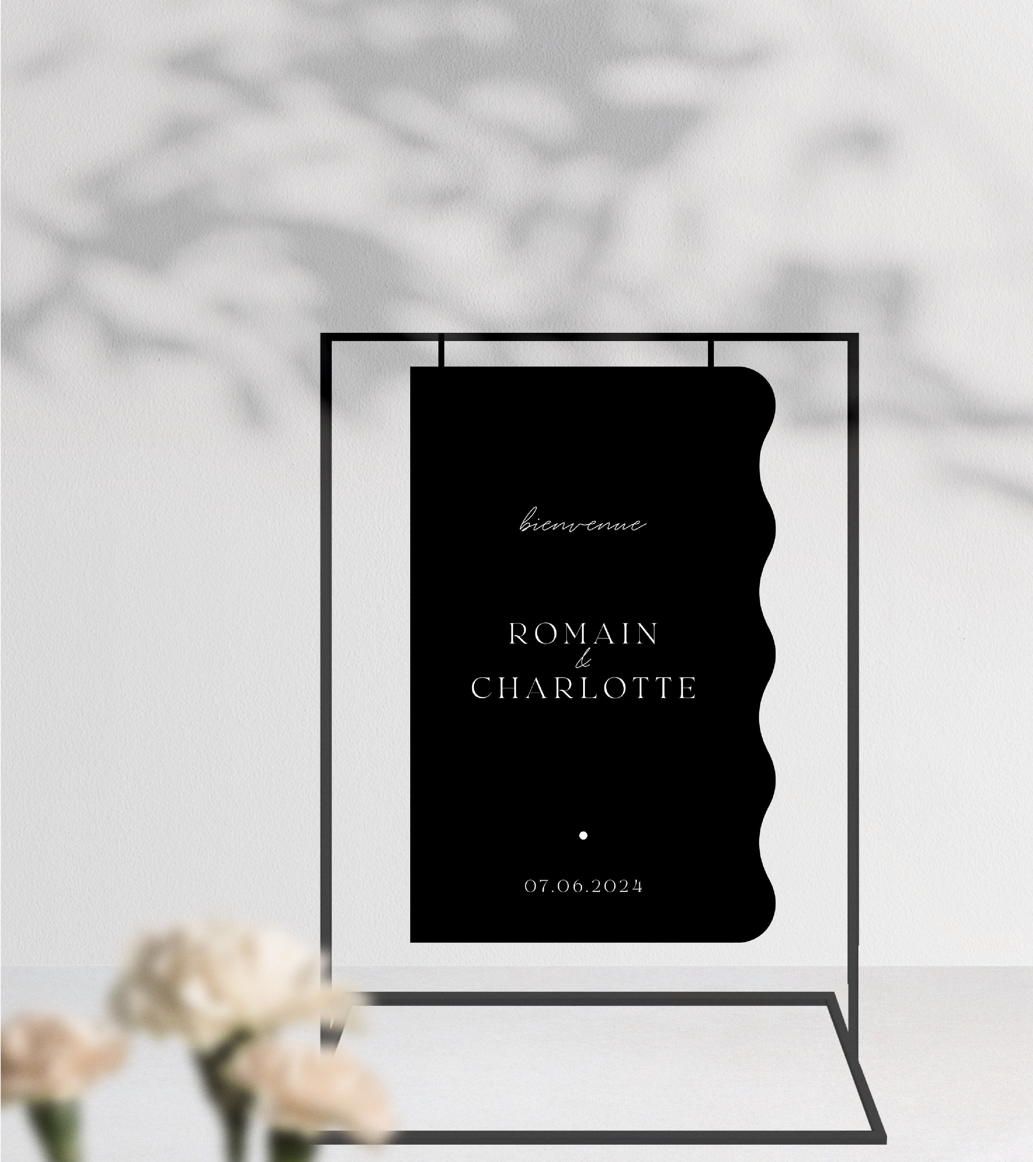 Panneau de bienvenue forme organique – Collection Black and White