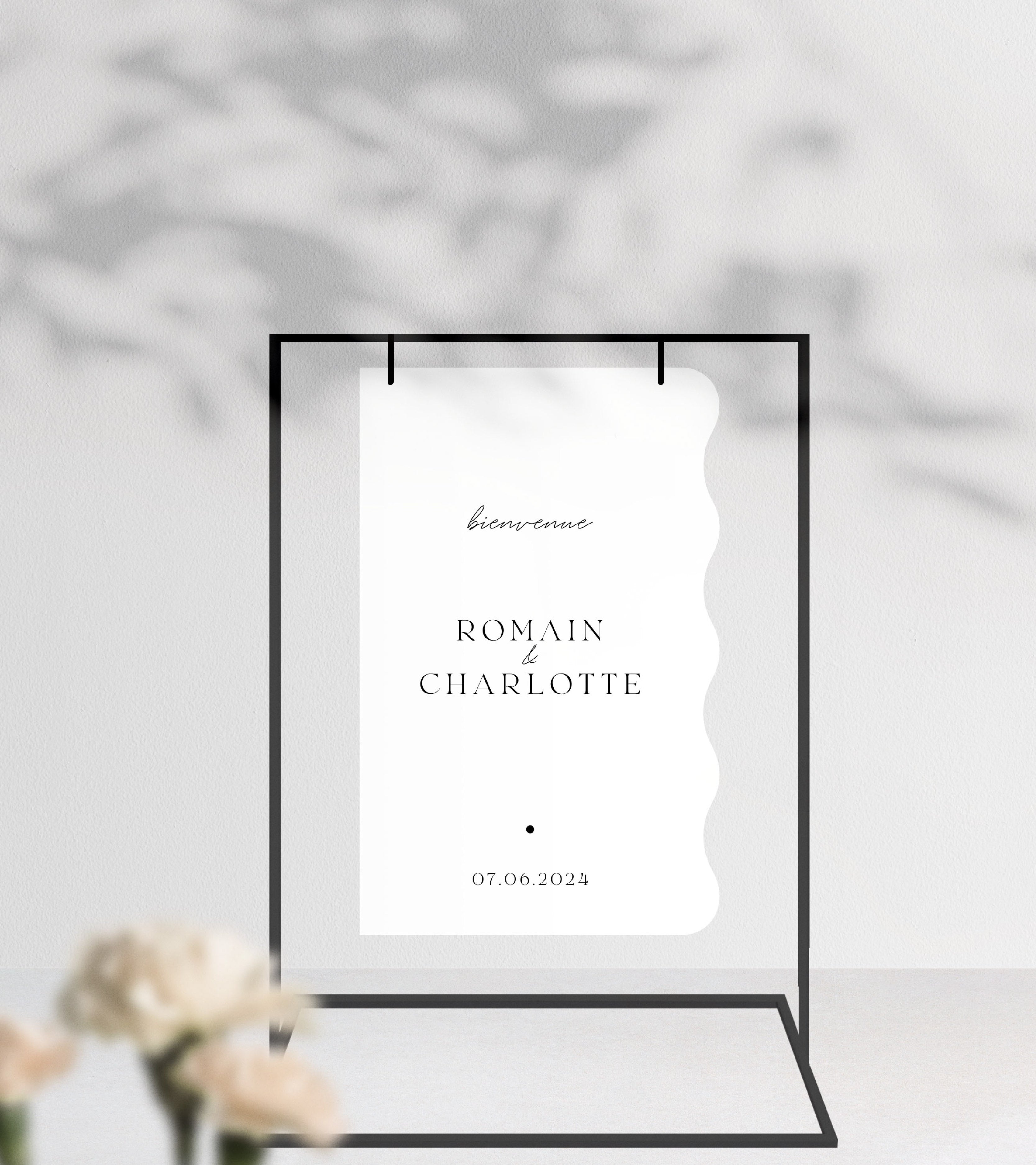 Panneau de bienvenue forme organique – Collection Black and White